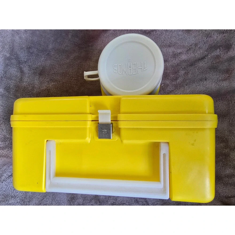 Vintage 1985 Cabbage Patch Kids Yellow Plastic Lunch Box with Thermos Set USA